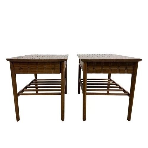 Used Mersman MCM End Tables Pair Drawer Shelf for sale on AptDeco