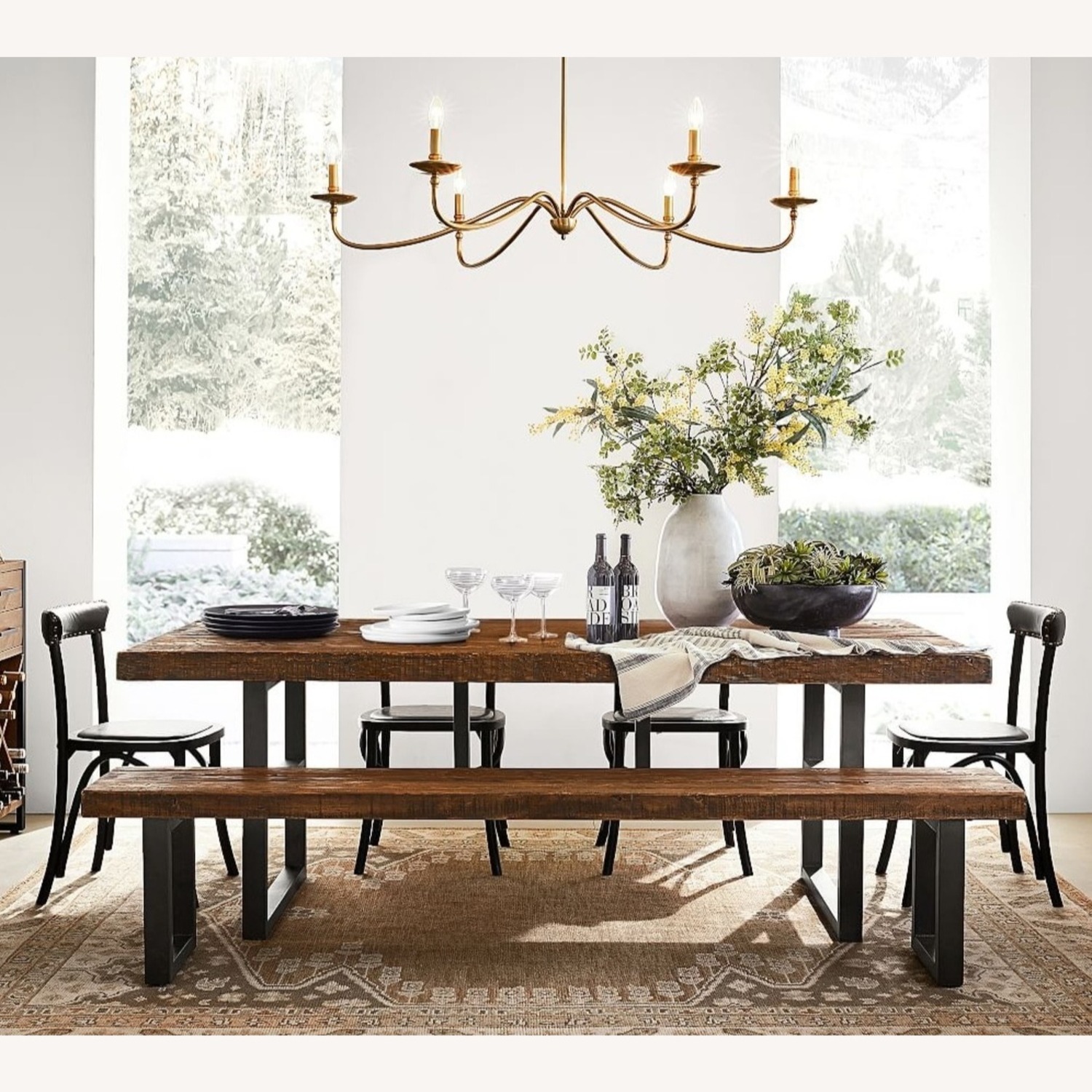 Griffin Reclaimed Wood Dining Table + 2 Benches - image-5