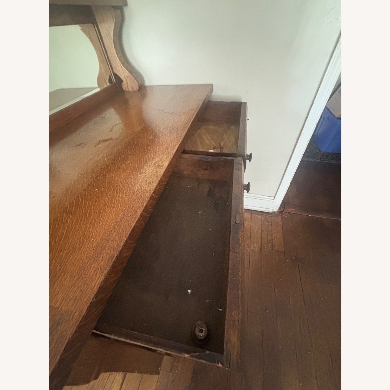 Vintage Wood Mirrored Buffet Sideboard - image-7