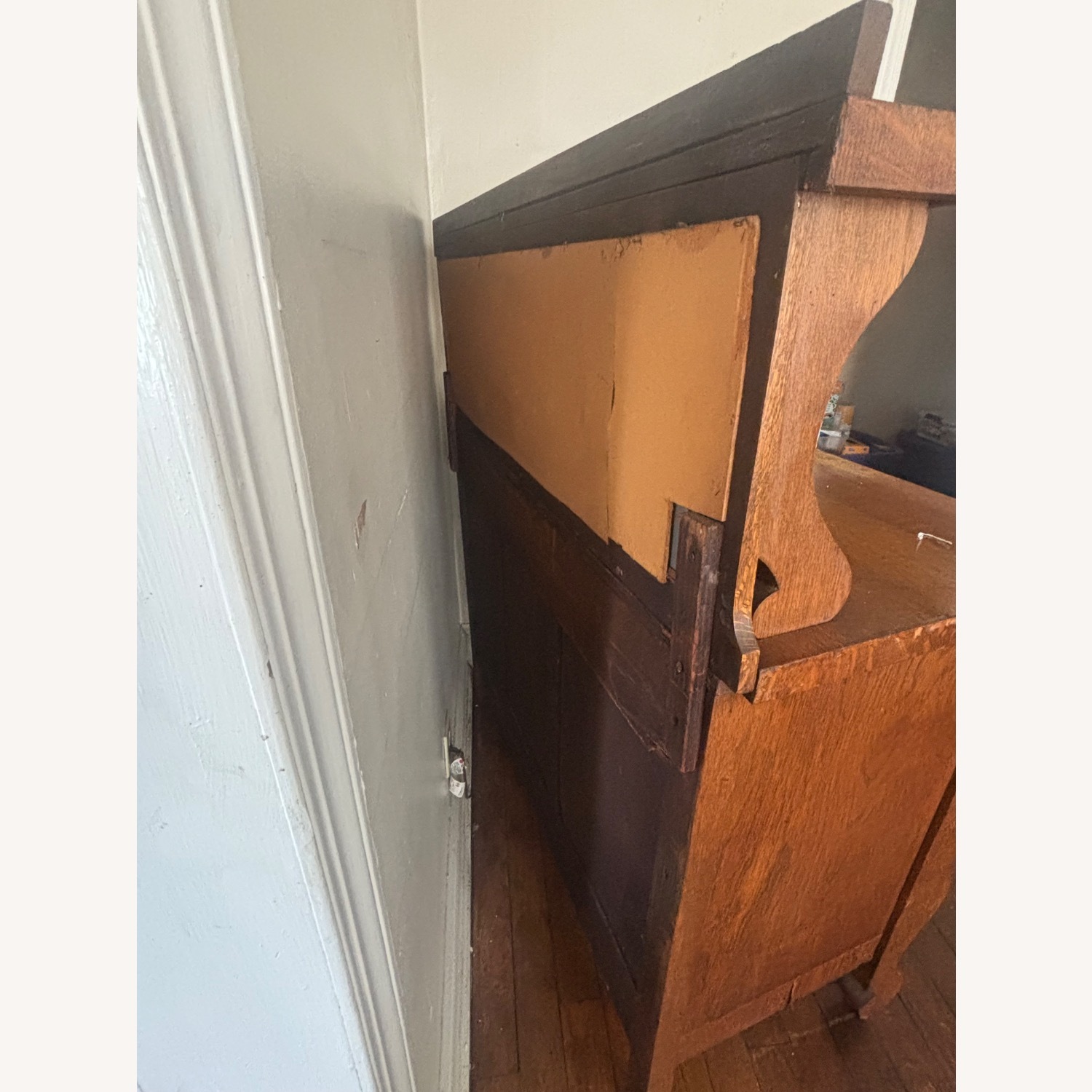 Vintage Wood Mirrored Buffet Sideboard - image-9