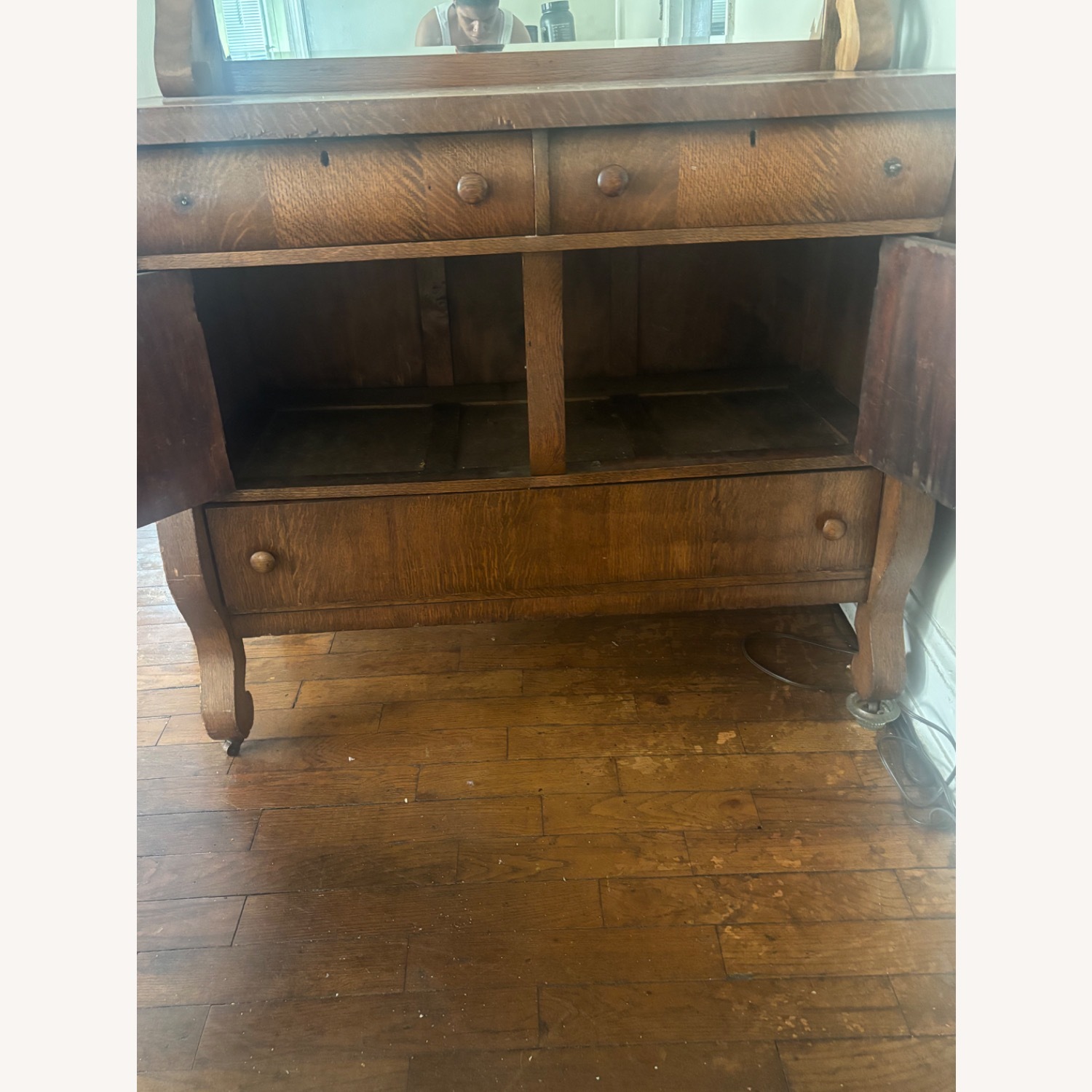 Vintage Wood Mirrored Buffet Sideboard - image-2