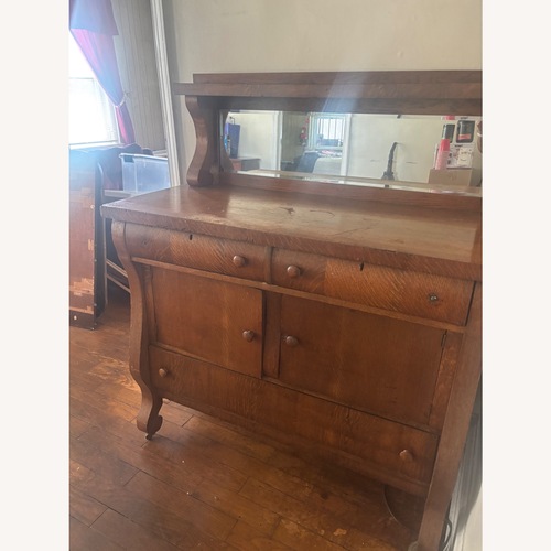 Used Vintage Wood Mirrored Buffet Sideboard for sale on AptDeco