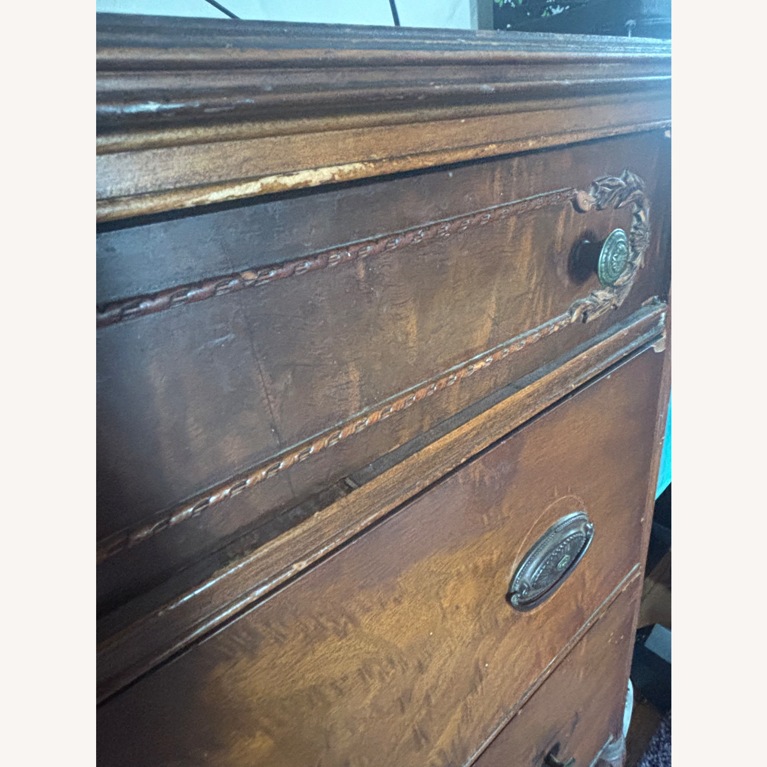 Vintage Carved Wood 4-Drawer Dresser - image-6