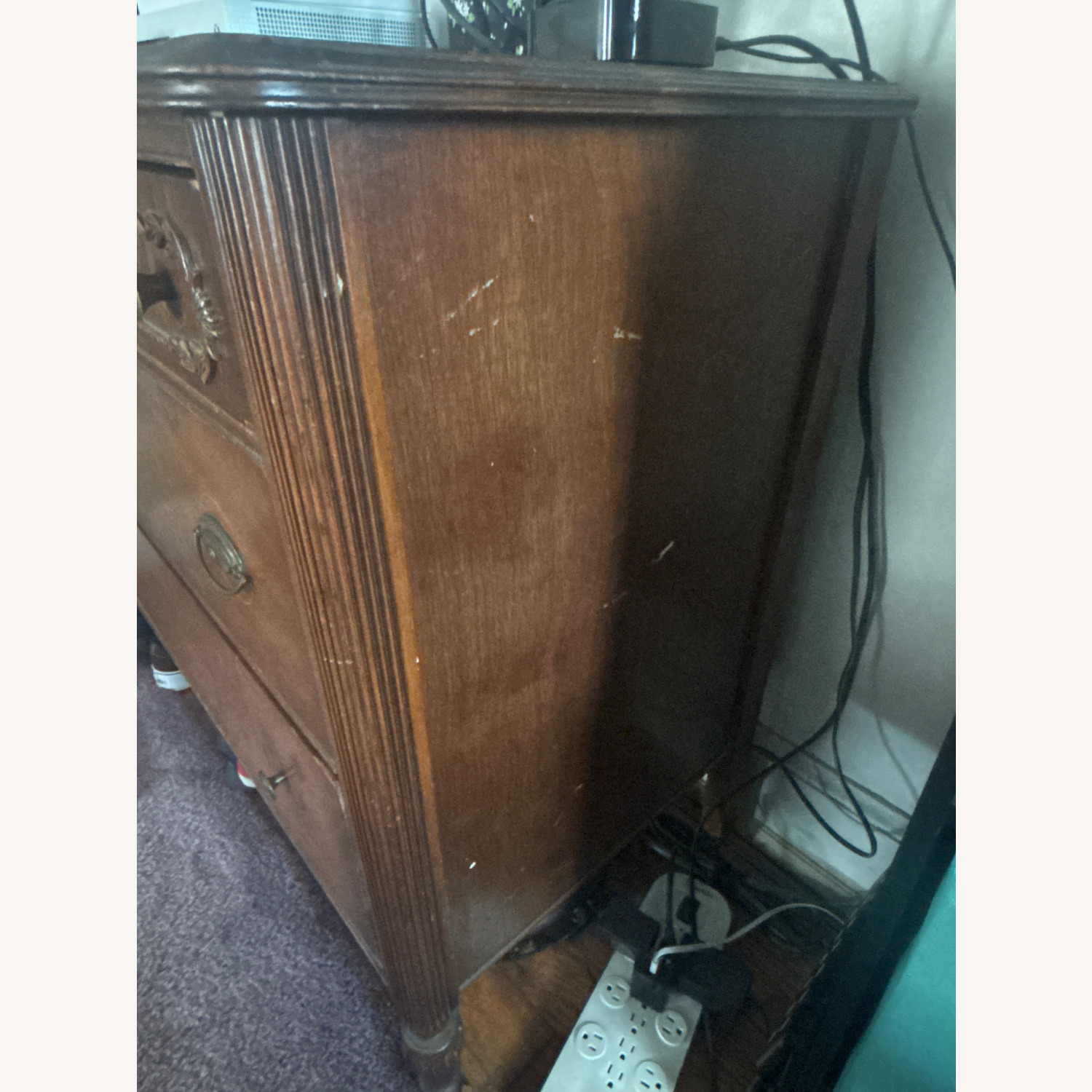 Vintage Carved Wood 4-Drawer Dresser - image-3