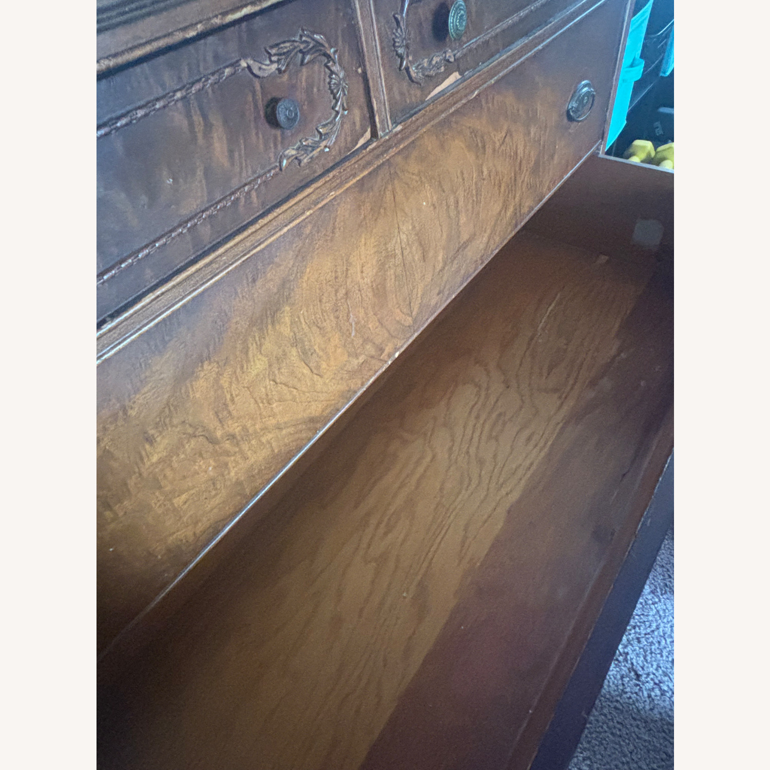 Vintage Carved Wood 4-Drawer Dresser - image-2