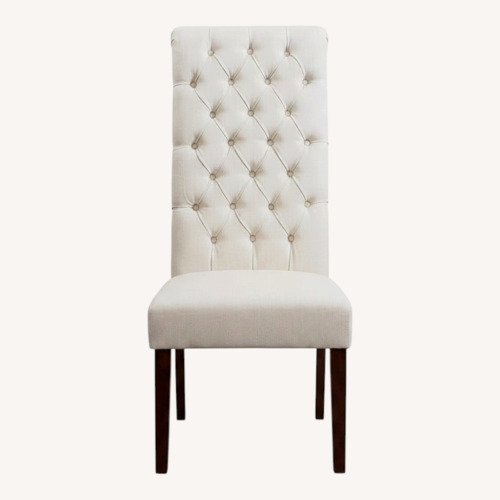 Used Set of 6 White Fabric Dining Chairs for sale on AptDeco
