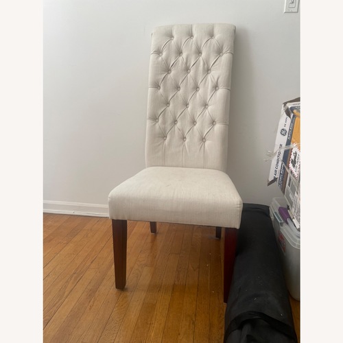 Used Set of 6 White Fabric Dining Chairs for sale on AptDeco
