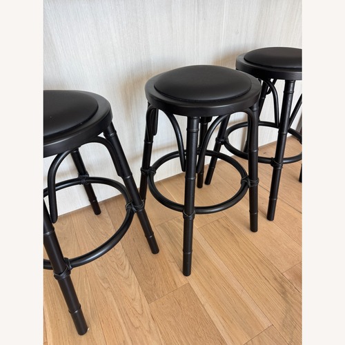 Used Jayson Home Black Bamboo + Leather Counter Stool  for sale on AptDeco
