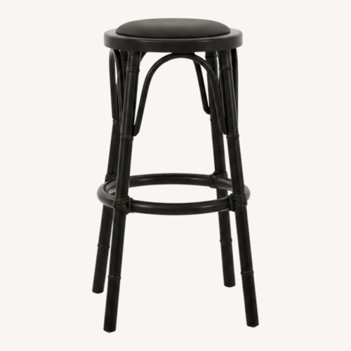 Used Jayson Home Black Bamboo + Leather Counter Stool  for sale on AptDeco