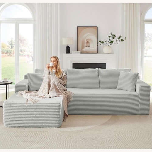 Used Light Gray Fabric 2 Piece Sectional Couch for sale on AptDeco