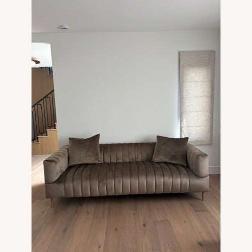 Used Wayfair Gleaves Light Brown Fabric 3+ Seater Sofa for sale on AptDeco
