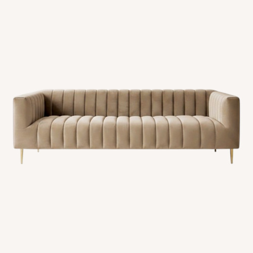 Used Wayfair Gleaves Light Brown Fabric 3+ Seater Sofa for sale on AptDeco