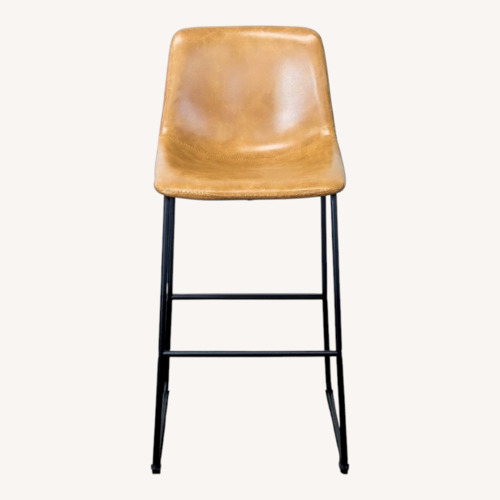 Used Faux Leather Bar Stool on Metal Base	 for sale on AptDeco