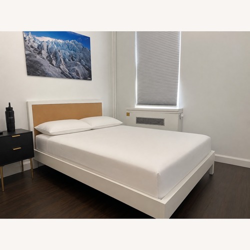 Used Custom Full Bed with Felt Headboard for sale on AptDeco