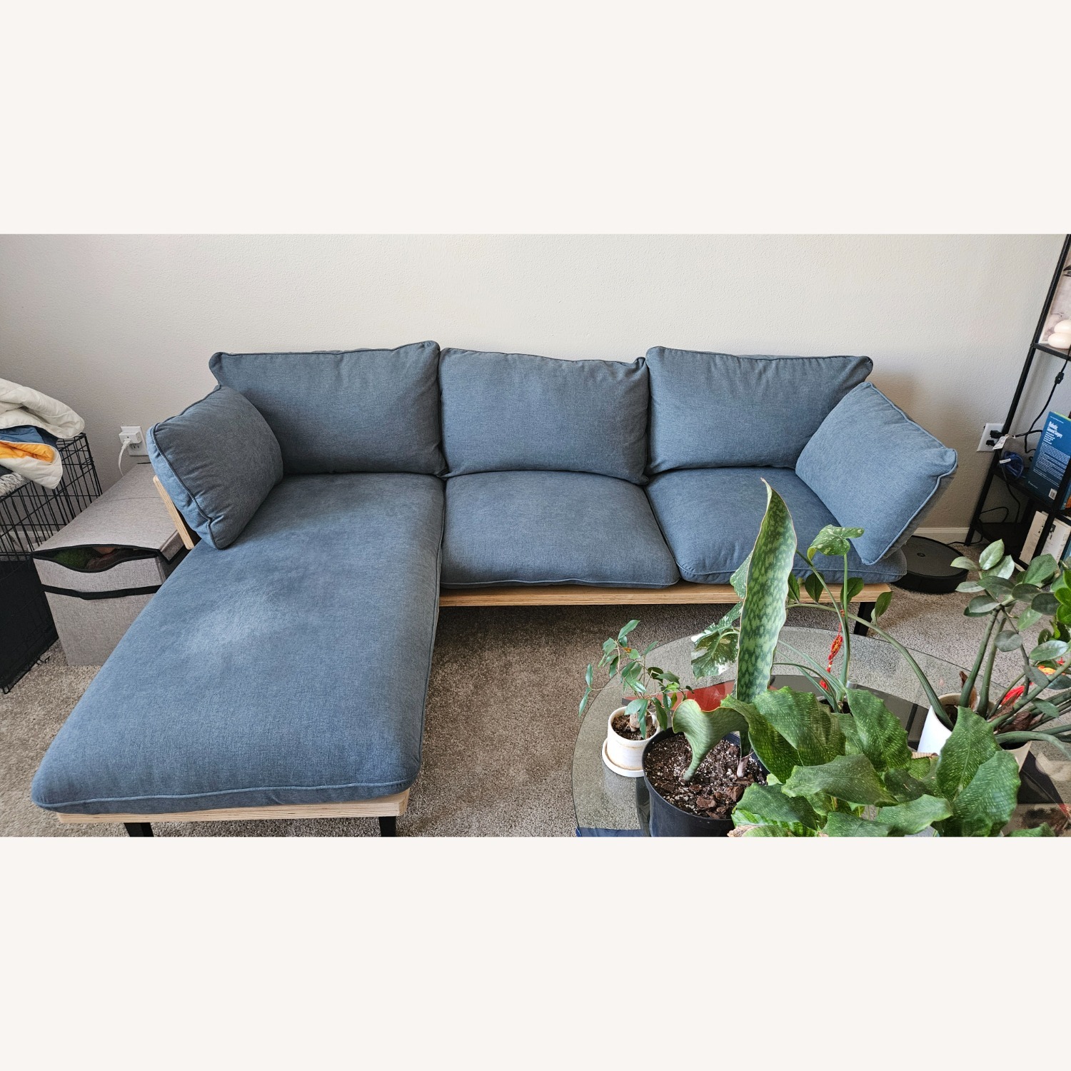 Floyd Blue Fabric Birch Frame 3-Seater with Chaise - image-1