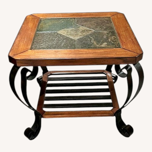 Used Dark Brown Wood and Stone Coffee Table Set for sale on AptDeco