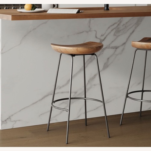 Used West Elm Alden Natural Wood Stool for sale on AptDeco