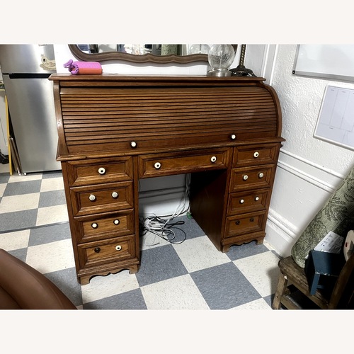 Used Vintage/Antique Finds Light Brown Wood Desk for sale on AptDeco