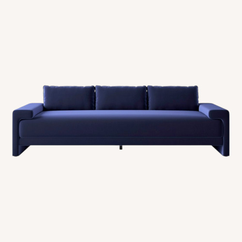 Used CB2 Camden Blue Velvet 3+ Seater Sofa for sale on AptDeco