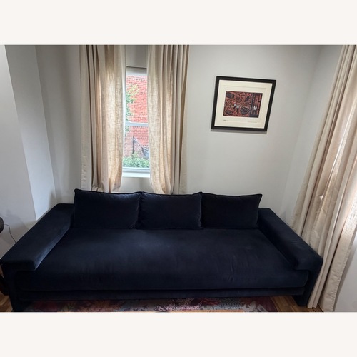 Used CB2 Camden Blue Velvet 3+ Seater Sofa for sale on AptDeco