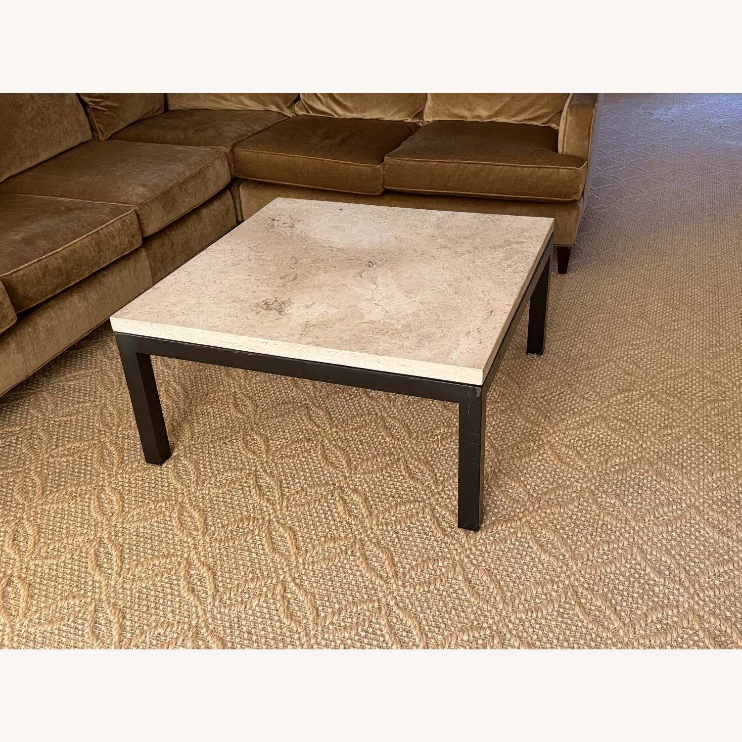 Crate & Barrel Travertine Coffee Table - image-1