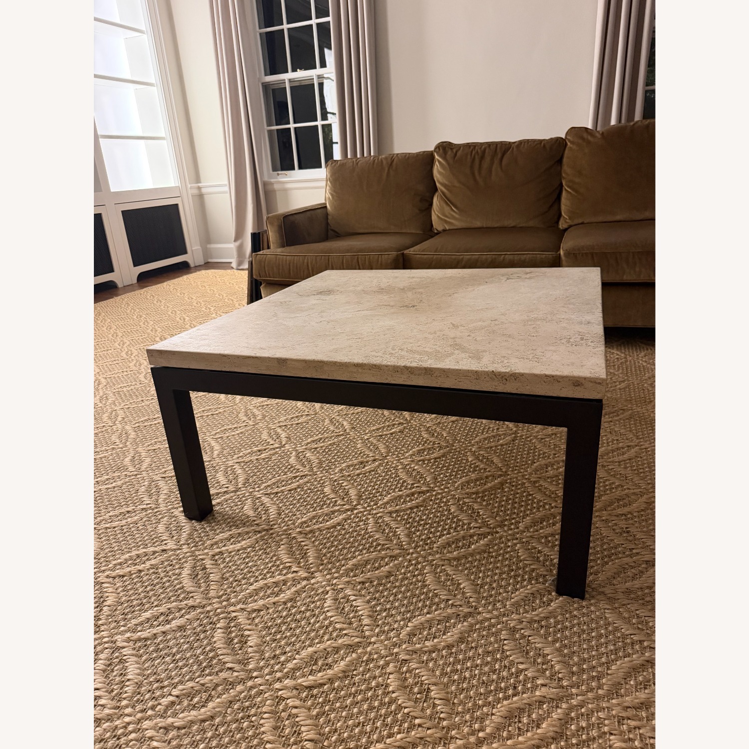 Crate & Barrel Travertine Coffee Table - image-2