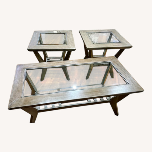 Used Light Gray Wood Coffee Table for sale on AptDeco