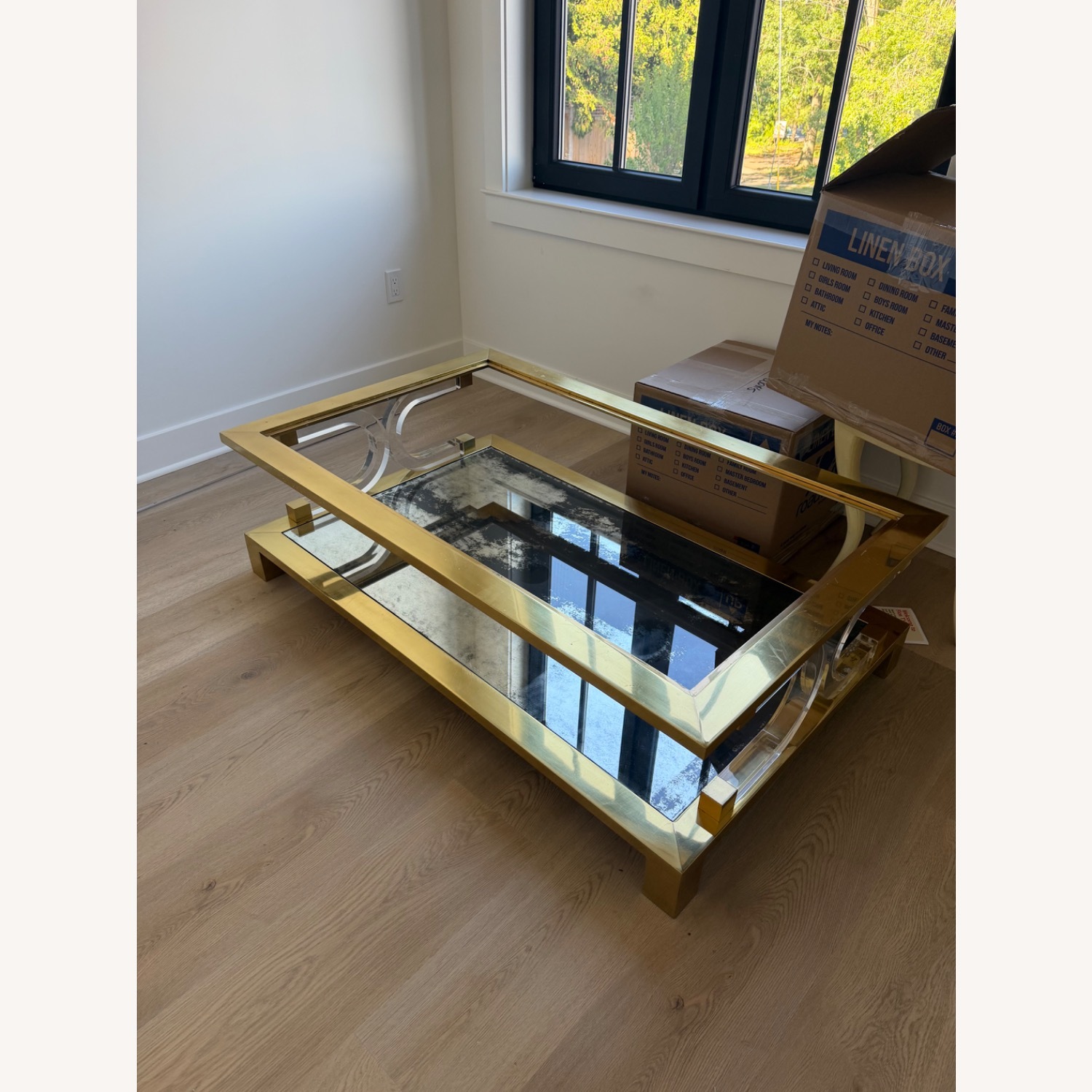 Brass and Lucite Coffee Table - image-4