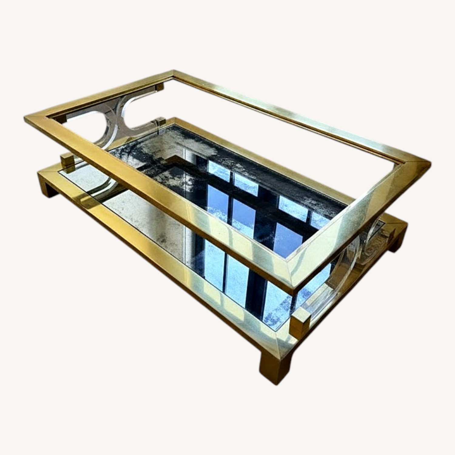 Brass and Lucite Coffee Table - image-0