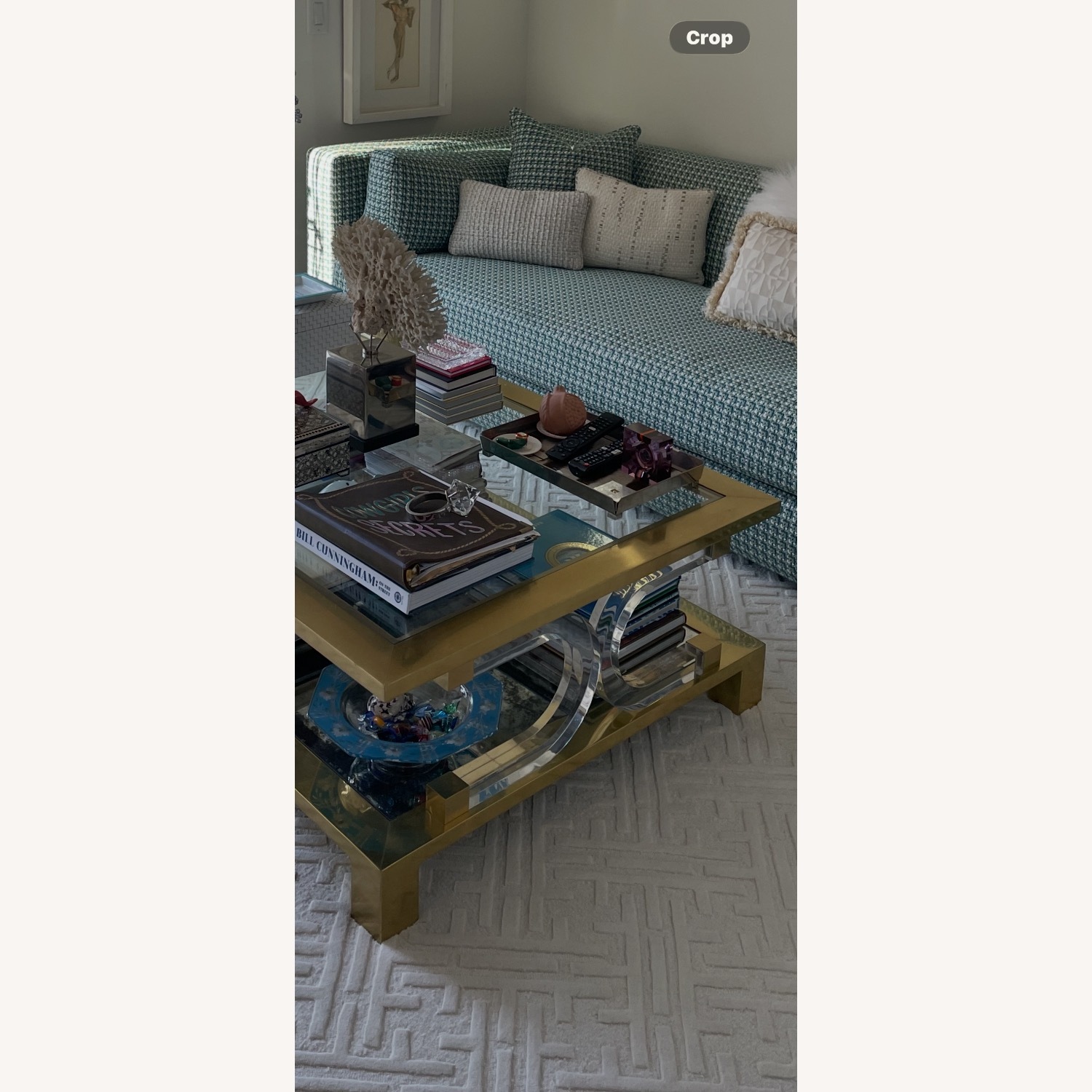 Brass and Lucite Coffee Table - image-2