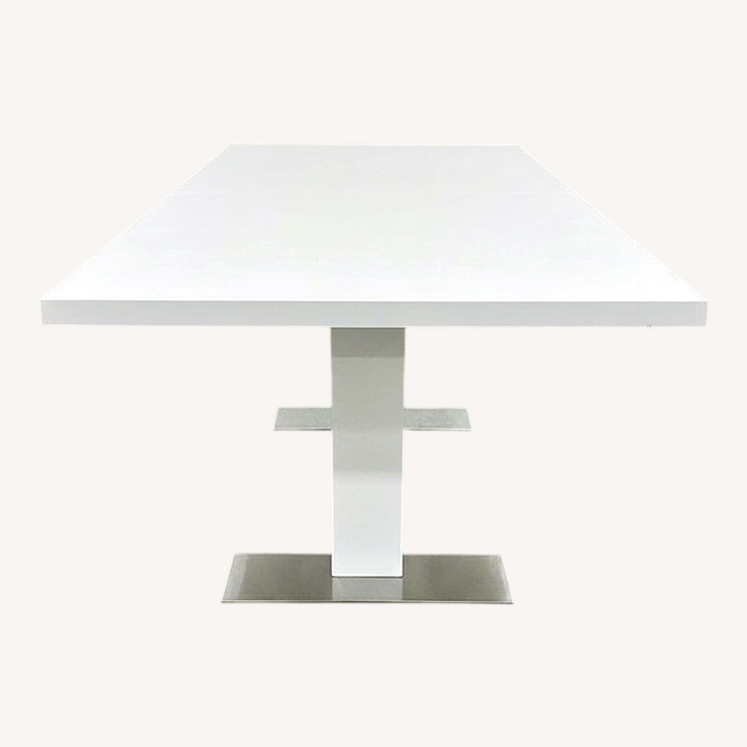 Contemporary Gloss W Metallic Feet Dining Table - image-0