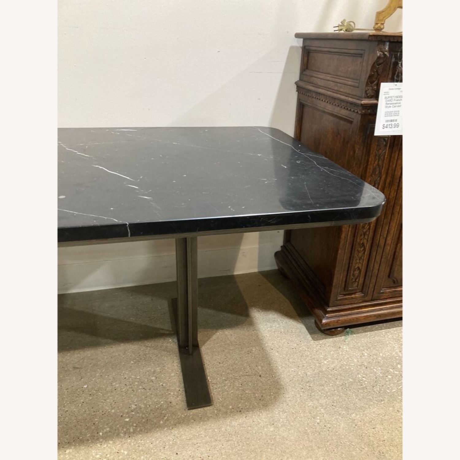Modern Marble Top & Steel Base Dining Table - image-14