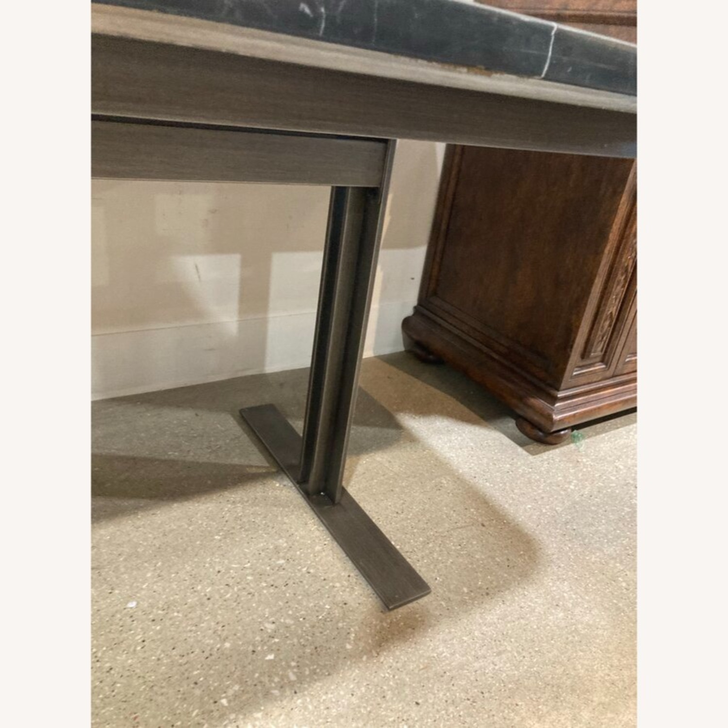 Modern Marble Top & Steel Base Dining Table - image-4