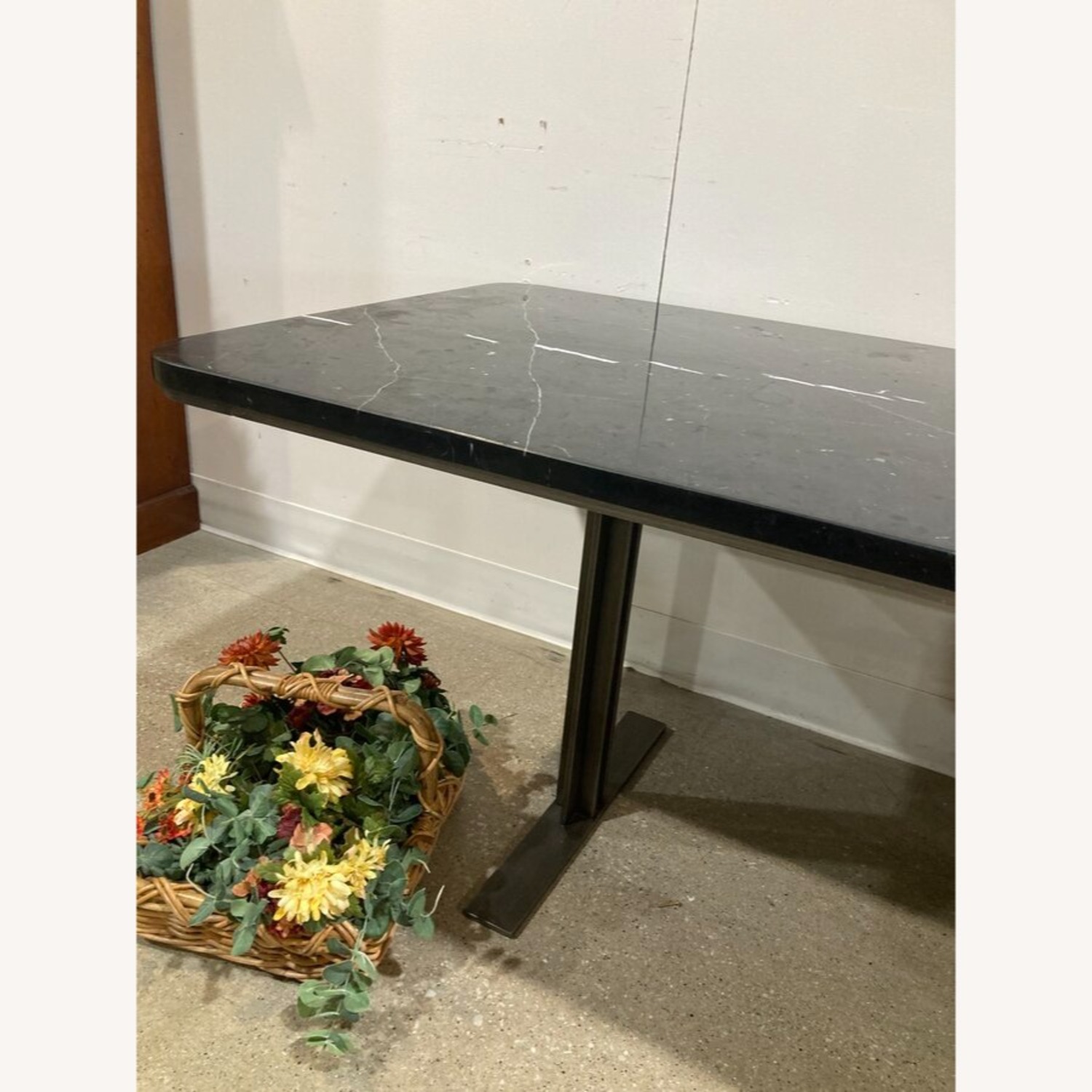 Modern Marble Top & Steel Base Dining Table - image-3