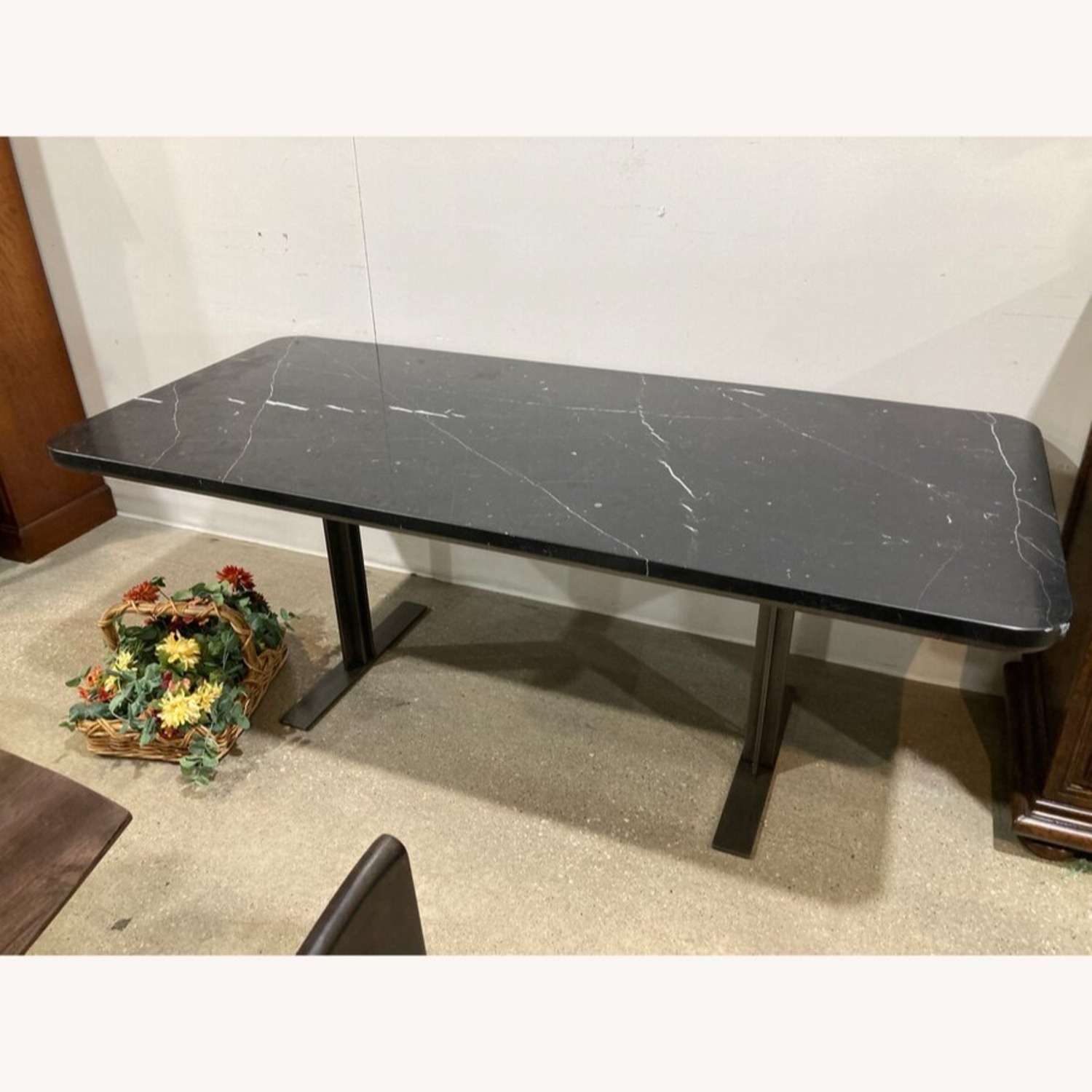 Modern Marble Top & Steel Base Dining Table - image-2