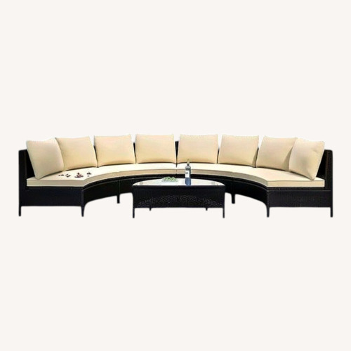Used Sectional Sofa Set with Tempered Glass Table for sale on AptDeco