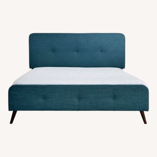 Used Bettie King Teal Upholstered Platform Bed for sale on AptDeco