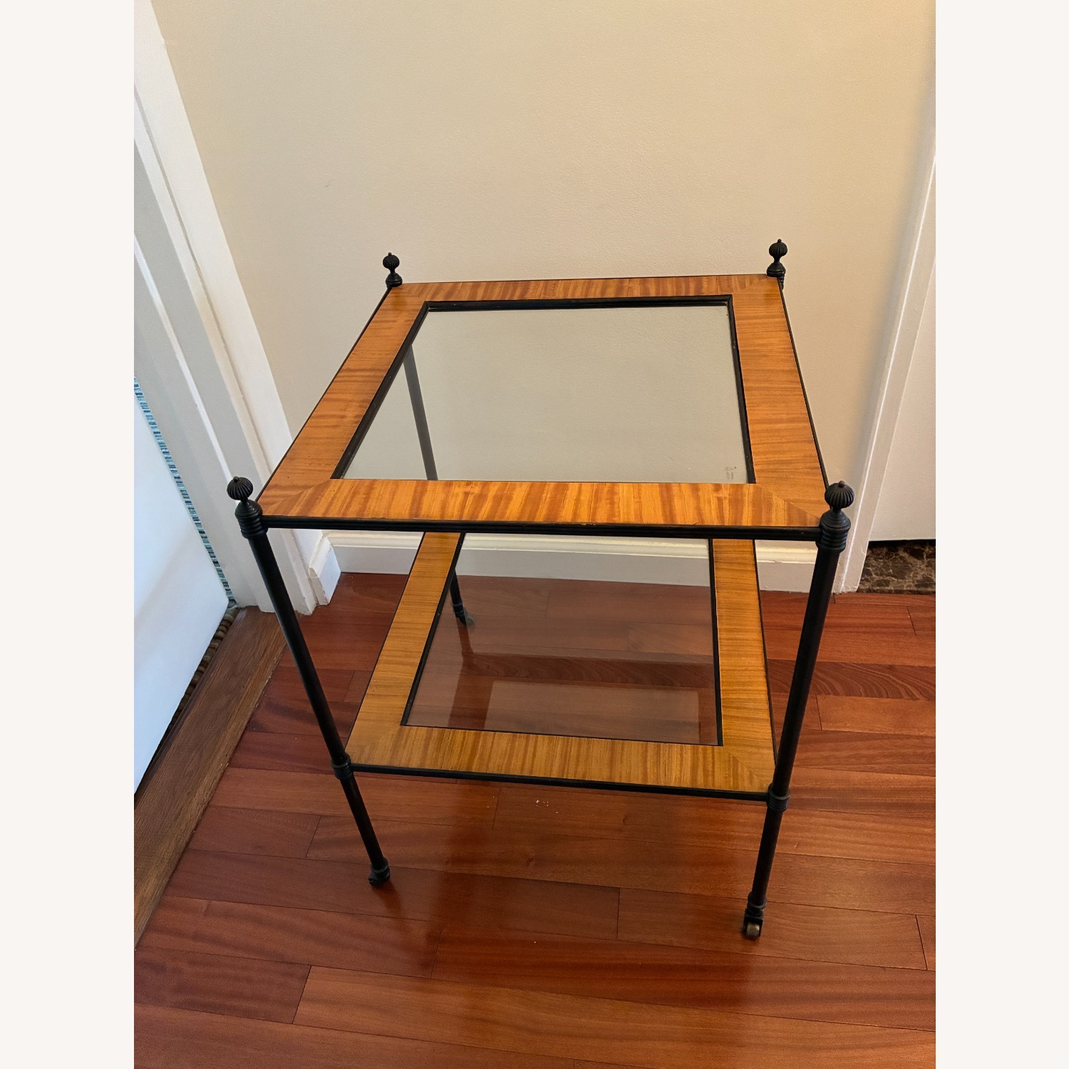 Elegant Wood/Glass Tiered Side Table - image-1