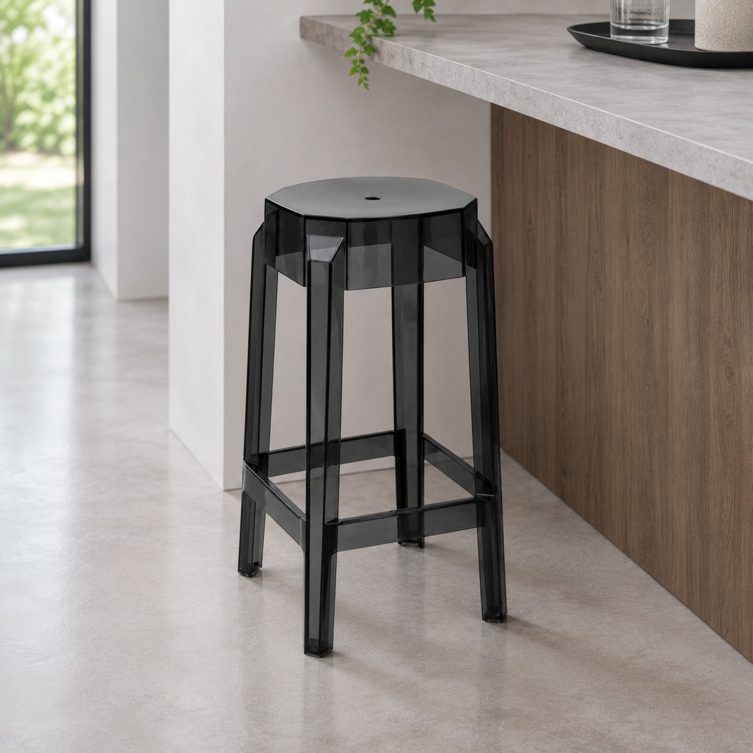 Compamia Arcylic Black Polycarbonate Counter Stool - image-3