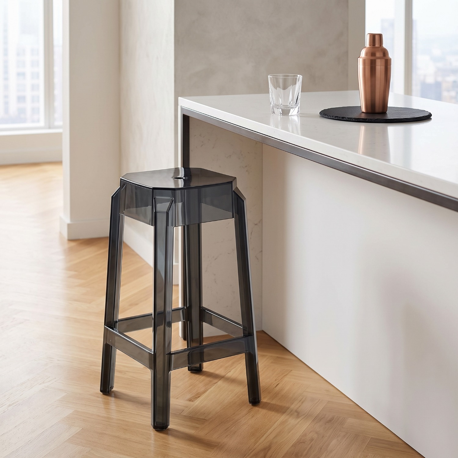 Compamia Arcylic Black Polycarbonate Counter Stool - image-5