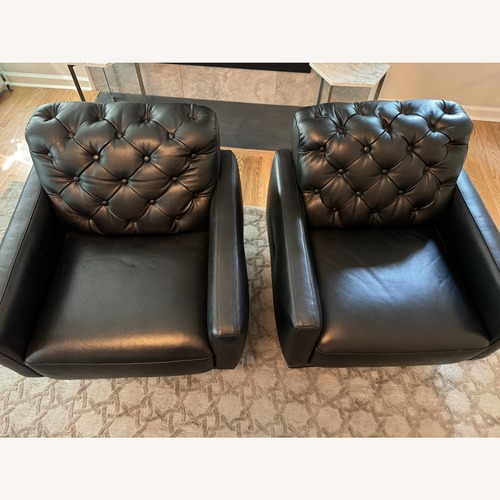 Used J&M Furniture Black Leather Accent Chairs for sale on AptDeco