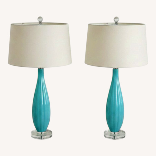 Used Turquoise Murano Style Glass Table Lamp for sale on AptDeco