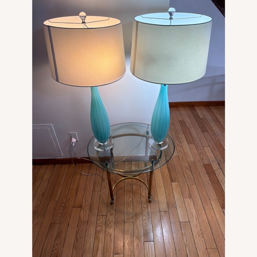 Used Turquoise Murano Style Glass Table Lamp for sale on AptDeco