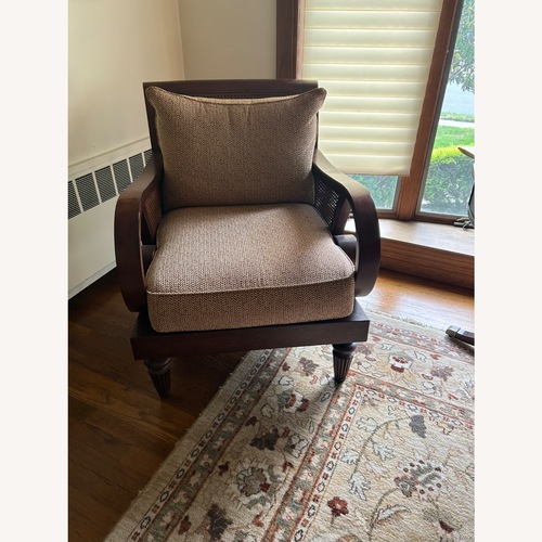 Used Ethan Allen Dark Brown Wood Accent Chair for sale on AptDeco