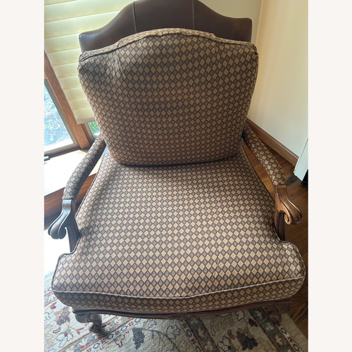 Used Ethan Allen Dark Brown Wood Accent Chair for sale on AptDeco