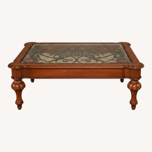 Used Ethan Allen Dark Brown Wood Coffee Table for sale on AptDeco