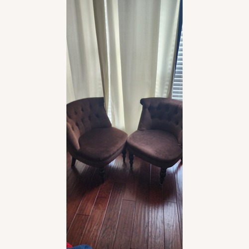 Used Pair of Brown Velvet Tufted Accent Chairs for sale on AptDeco