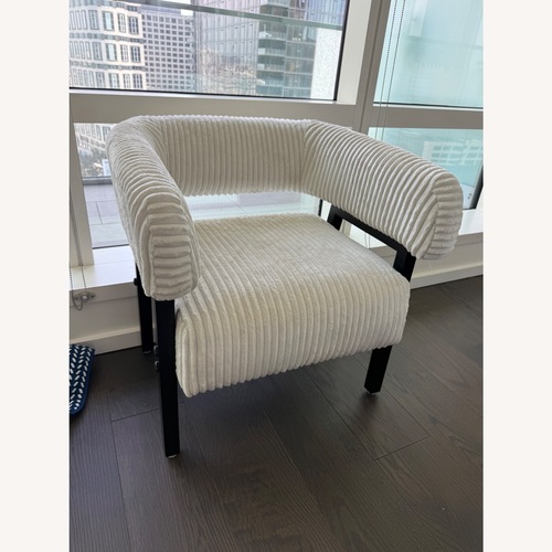 Used Amazon Yaheetech White Fabric Armchair for sale on AptDeco