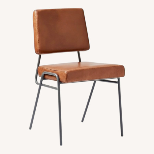 Used West Elm Light Brown Wire Frame Leather Dining Chair for sale on AptDeco