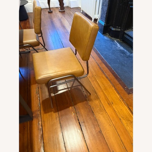 Used West Elm Light Brown Wire Frame Leather Dining Chair for sale on AptDeco